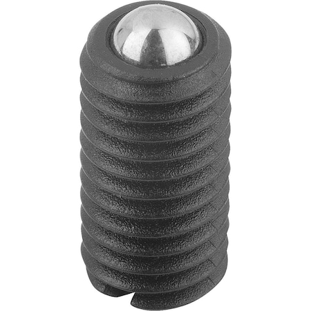Spring Plunger Spring Force D=M10 L=19, Plastic, Comp:Ball Stainless Steel, Pu=25